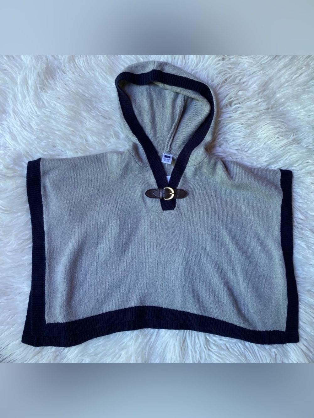 Janie And Jack Hooded Sweater Cape Armholes Heather Grey Blue Size 12-18M